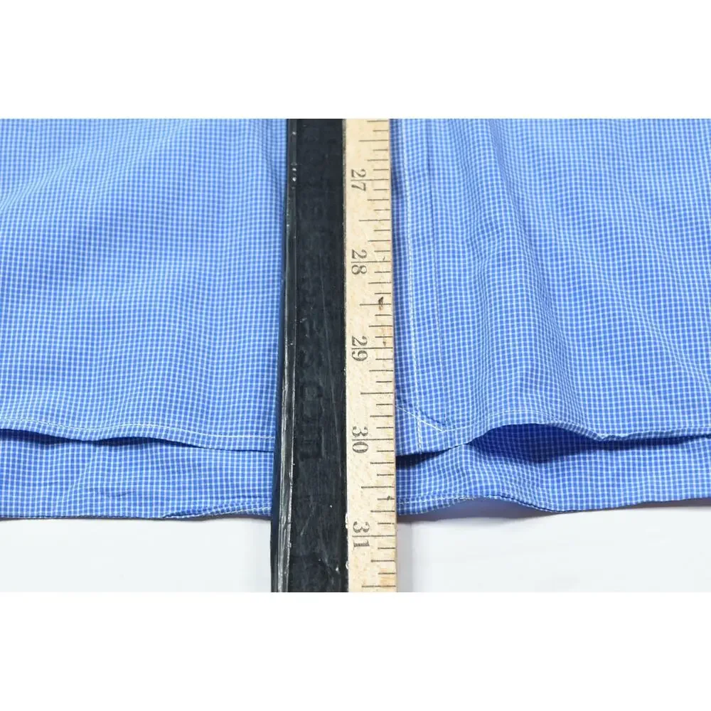 Polo Ralph Lauren Shirt Mens 16.5 Blue Check Long Sleeve Button-Up Slim Fit